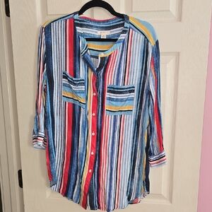 Westbound Blue and White Striped Shirt